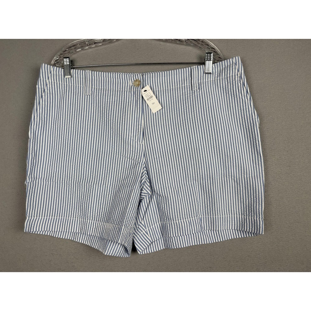 Talbots Shorts Womens 16P Blue Stripe Seersucker Relaxed Chino 6 Inseam NWT